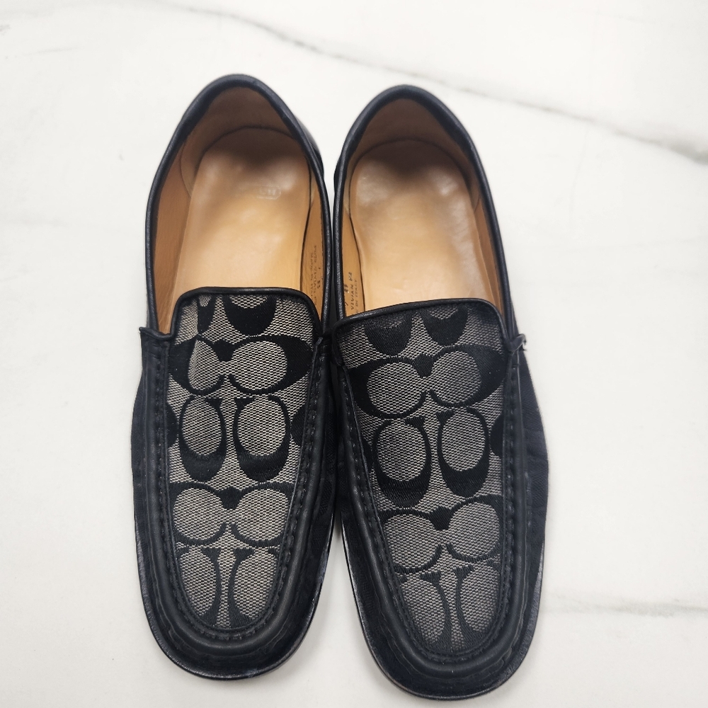 Coach Signature Monogram  Black and Gray Patterned Loafers
